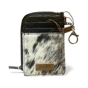Montana West Cowhide Card Wallet Black and White Western